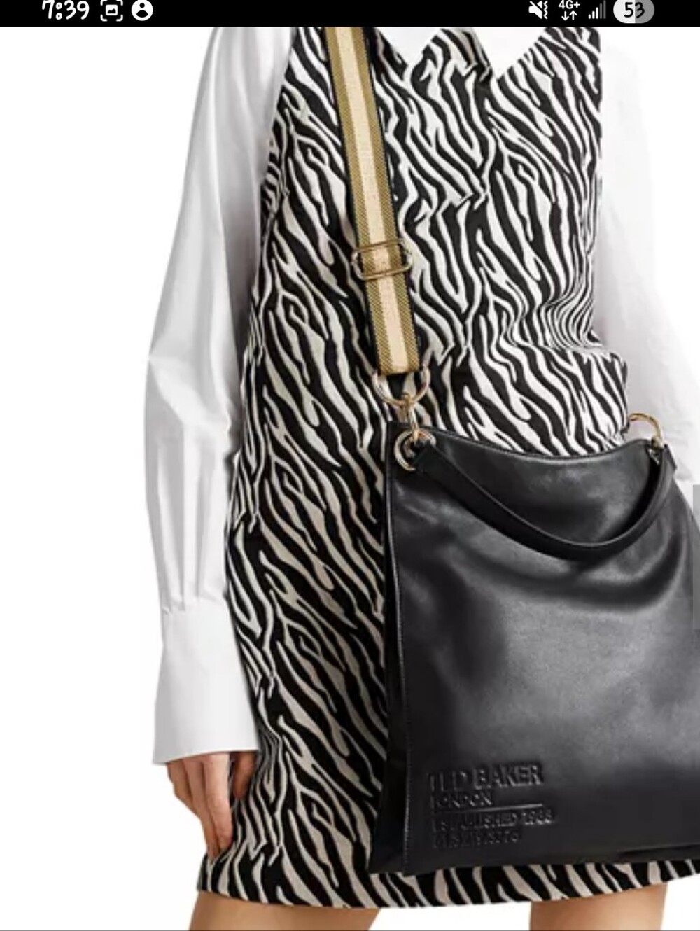 TED BAKER London Darcita Black Leather Women's Shoulder Hobo Bag